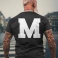 大文字 M アルファベットモノグラム イニシャル メンズTシャツ バックプリント 高齢者への贈り物