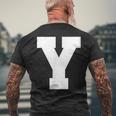 大文字 Y アルファベット モノグラム イニシャル メンズTシャツ バックプリント 高齢者への贈り物