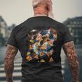 宇宙でピザタコスを食べるギャラクシーナマケモノ メンズTシャツ バックプリント 高齢者への贈り物