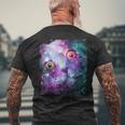 宇宙のかわいいアストロ宇宙猫 メンズTシャツ バックプリント 高齢者への贈り物