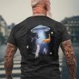 宇宙猫 面白い宇宙猫銀河ufoエイリアンアブダクション メンズTシャツ バックプリント 高齢者への贈り物