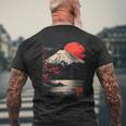富士山と桜の至福 ヴィンテージ日本美術フュージョンtシャツ メンズTシャツ バックプリント 高齢者への贈り物