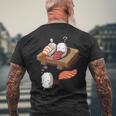 寝ぼける 寿司 すし えび サーモン まぐろ メンズTシャツ バックプリント 高齢者への贈り物
