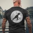 恐竜 ダイナソー 面白いtシャツ ティラノサウルス 月と自転車 サイクリング アート メンズ 子供 おもしろ 服 ネタ メンズTシャツ バックプリント 高齢者への贈り物