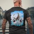 恐竜乗馬サメ ビーチオーシャンサメ サングラス 面白い メンズTシャツ バックプリント 高齢者への贈り物