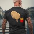 愉快なフライドポテト食べ物デザイン 男女兼用 メンズTシャツ バックプリント 高齢者への贈り物