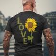 愛の大きなひまわりを作る庭師 メンズTシャツ バックプリント 高齢者への贈り物