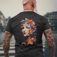 抽象的 カラフルである 花 女 芸術 顔 メンズTシャツ バックプリント 高齢者への贈り物