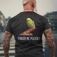 指の上のセキセイインコ 楽しいインコ セキセイインコ 鳥好きのギフト メンズTシャツ バックプリント 高齢者への贈り物