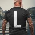 文字l アルファベットモノグラム イニシャル メンズTシャツ バックプリント 高齢者への贈り物