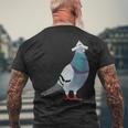 新聞帽子をかぶった鳩 メンズTシャツ バックプリント 高齢者への贈り物