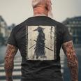 日本 武士 武士 戦闘機 浮世 墨絵 侍 メンズTシャツ バックプリント 高齢者への贈り物