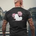 日本のかわいいさくら 桜 ジャパニーズスピッツ犬 メンズTシャツ バックプリント 高齢者への贈り物
