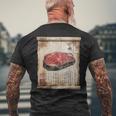 日本の伝統食品 肉 パピルス スクロールアート 和牛 メンズTシャツ バックプリント 高齢者への贈り物