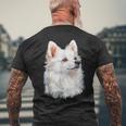 日本スピッツ 犬 グラフィック ペット イラスト 日本スピッツ メンズTシャツ バックプリント 高齢者への贈り物