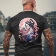 日本美術 浮世絵 アニメ 芸者 桜 富士山 メンズTシャツ バックプリント 高齢者への贈り物