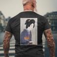 日本美術 芸者 日本木版 新版画美人画 メンズTシャツ バックプリント 高齢者への贈り物
