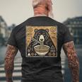 日本美術 野生動物 麺好き かわいい くま ラーメン メンズTシャツ バックプリント 高齢者への贈り物