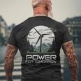 明日地球の日のための風力発電 クリーンエネルギー 風力タービン メンズTシャツ バックプリント 高齢者への贈り物