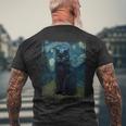 星月夜 ヴィンセント・ヴァン・ゴッホ 黒猫 レトロ絵画 猫 長袖tシャツ メンズTシャツ バックプリント 高齢者への贈り物