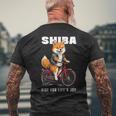 柴犬 いぬ イラスト 柴犬好き 犬好き 自転車 かわいい おもしろ レトロ Ride For Life's Joy メンズTシャツ バックプリント 高齢者への贈り物
