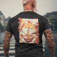 柴犬好きラーメン カワイイ猫柴犬犬ラーメン メンズTシャツ バックプリント 高齢者への贈り物
