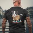 漫画の外観のかわいいボーダーコリー メンズTシャツ バックプリント 高齢者への贈り物