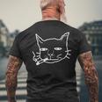 煙草を吸う猫 猫好き メンズTシャツ バックプリント 高齢者への贈り物