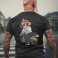 犬 おもしろ バイク オートバイ ライダース バイカー 面白い いぬ メンズTシャツ バックプリント 高齢者への贈り物