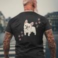 犬のプリントとフレンチブルドッグのグラフィック フレンチブルドッグ メンズTシャツ バックプリント 高齢者への贈り物
