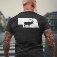 狩猟ヘラジカまたはワピティ ネブラスカ地図アートハンター メンズTシャツ バックプリント 高齢者への贈り物