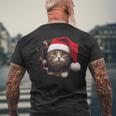 猫 クリスマス クリスマスパーティー メンズTシャツ バックプリント 高齢者への贈り物