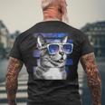 猫 宇宙 メガネ ギャラクシー サングラス おもしろい 猫 ミーム メンズTシャツ バックプリント 高齢者への贈り物