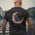 猫 月 花柄 グラフィック メンズTシャツ バックプリント 高齢者への贈り物