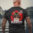 猫 食べる ラーメン 麺 日本 かわいい アニメ 猫 ラーメン 猫 メンズTシャツ バックプリント 高齢者への贈り物