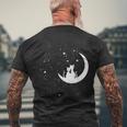 猫の家族 月の絵柄 メンズ レディース 子供 メンズTシャツ バックプリント 高齢者への贈り物