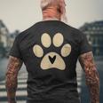 猫や犬の愛好家のための足付きハート メンズTシャツ バックプリント 高齢者への贈り物