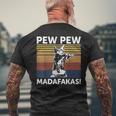 猫ビンテージpewpewpewマダファカス猫クレイジーピュー メンズTシャツ バックプリント 高齢者への贈り物