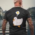 目玉焼きのハートがかわいいアヒル好きのデザイン。 メンズTシャツ バックプリント 高齢者への贈り物