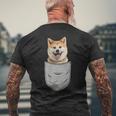 秋田犬健日本人胸ポケット犬オーナー メンズTシャツ バックプリント 高齢者への贈り物
