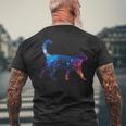 美的シルエット 星 宇宙 銀河 猫 メンズTシャツ バックプリント 高齢者への贈り物