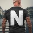 英文字 N 大文字 アルファベット モノグラム イニシャル メンズTシャツ バックプリント 高齢者への贈り物