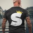 英文字 大文字 アルファベット モノグラム イニシャル キング クイーン クラウン メンズTシャツ バックプリント 高齢者への贈り物