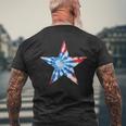 赤白と青 タイダイ 星 メンズTシャツ バックプリント 高齢者への贈り物