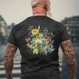 野生の花 ボタニカル 花 自然 ヴィンテージ フローラル グラフィック メンズTシャツ バックプリント 高齢者への贈り物