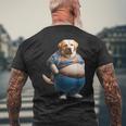陽気なチャンキーラブラドールレトリバーtシャツ 太った犬愛好家向け メンズTシャツ バックプリント 高齢者への贈り物
