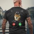 面白いtシャツ 柴犬 着信 イヌ わんこ メンズ 犬好き グッズ かわいい おもしろ 面白い 服 ネタ メンズTシャツ バックプリント 高齢者への贈り物