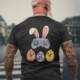 面白いイースタービデオゲームコントローラーと卵 メンズTシャツ バックプリント 高齢者への贈り物