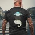 面白いサカバンバスピス フィッシュミーム Ufo アブダクション メンズTシャツ バックプリント 高齢者への贈り物