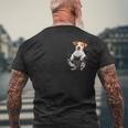 面白いジャックラッセルテリア犬ポケット犬愛好家 メンズTシャツ バックプリント 高齢者への贈り物